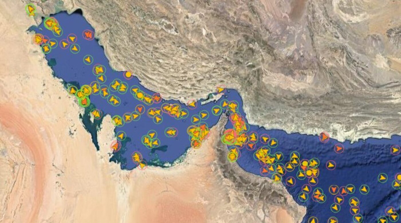 Vessel traffic density map of the Strait of Hormuz and Persian Gulf