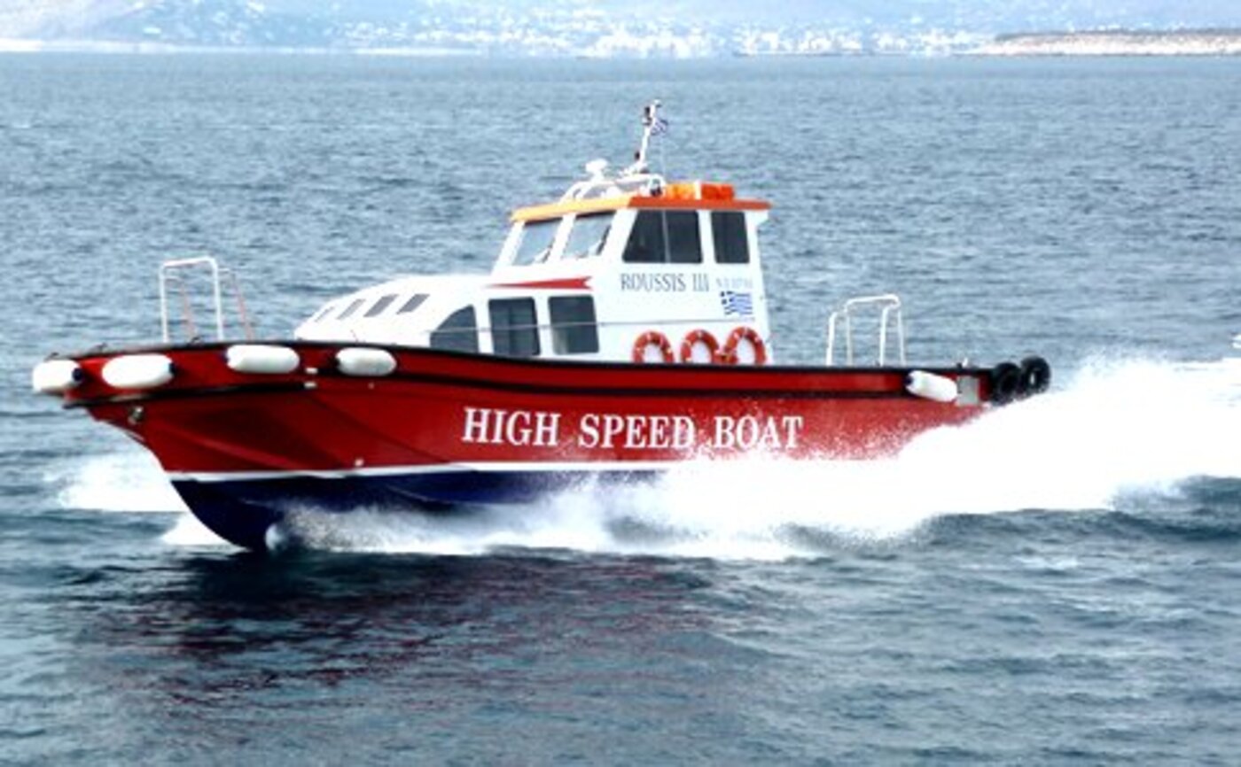 High-speed launch boat for crew transfers in Greek waters