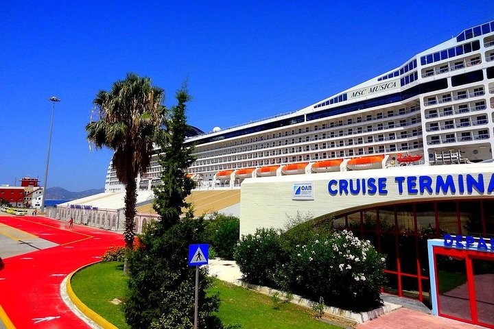 Cruise ship alongside the cruise terminal building at the Port of Piraeus, Greece